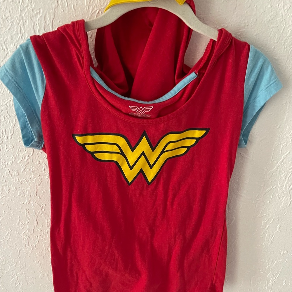Wonder Woman T-Shirt with Hoddie- Red and Blue